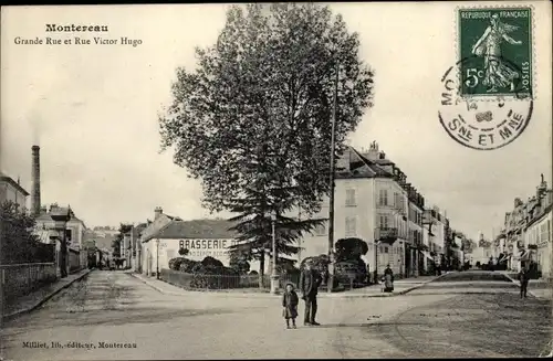 Ak Montereau Seine et Marne, Grande Rue et Rue Victor Hugo