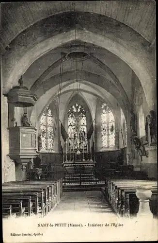 Ak Nant le Petit Lothringen Meuse, L'Eglise, Interieur