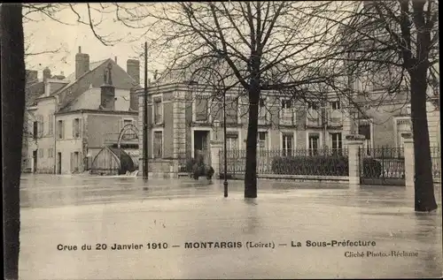 Ak Montargis Loiret, Crue du 20 janvier 1910, La Sous Prefecture