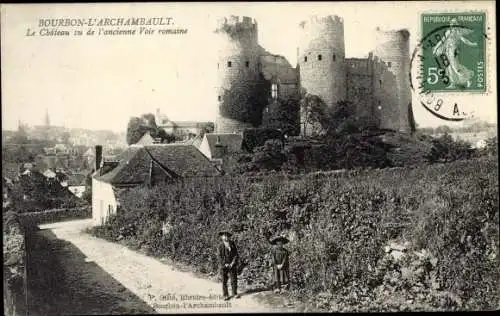 Ak Bourbon l'Archambault Allier,Le Chateau vu de l'ancienne Voie romaine