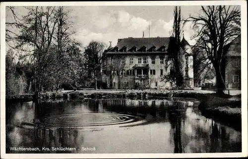 Ak Wächtersbach in Hessen, Schloss, Teich