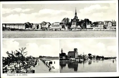 Ak Kappeln an der Schlei, Panorama vom Ort, Brückenpartie