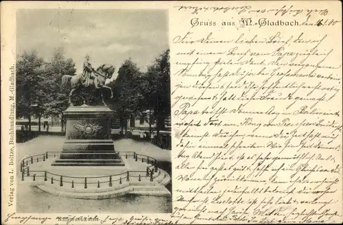 Ak Mönchengladbach in Nordrhein Westfalen, Königsplatz, Kaiserdenkmal