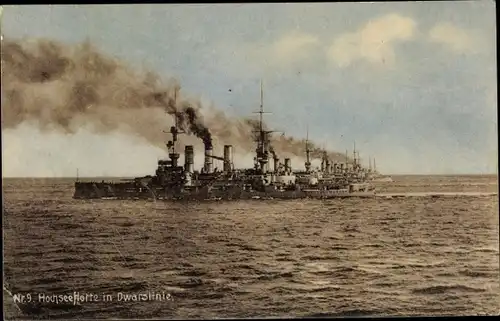 Ak Deutsche Kriegsschiffe, Hochseeflotte in Dwarslinie