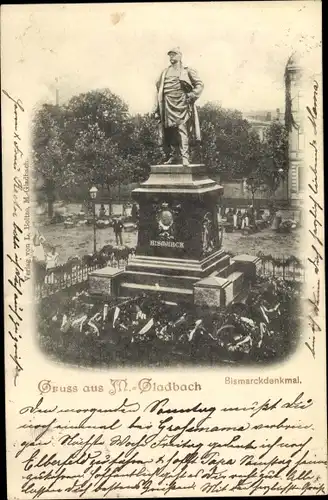 Ak Mönchengladbach in Nordrhein Westfalen, Bismarck Denkmal auf dem Königsplatz