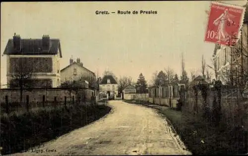 Ak Gretz-Armainvilliers Seine et Marne, Route de Presles