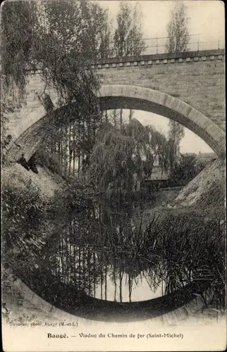 Ak Baugé Maine et Loire, VIaduc du Chemin de fer, Saint Michel