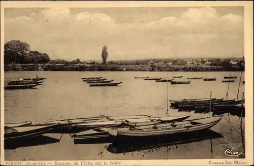 Ak Poissy Yvelines, Barques de Peche sur la Seine