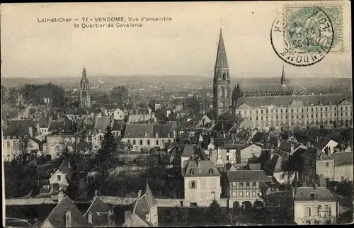 Ak Vendôme Loir et Cher, Vue d'ensemble le Quartier de Cavalerie