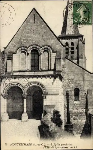 Ak Montrichard Loir et Cher, L'Eglise paroissiale restauree