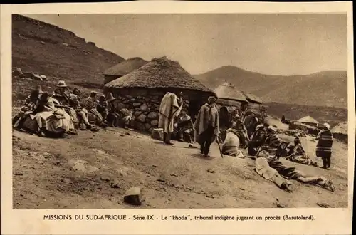 Ak Missions du Sud Afrique, Missionaires o. de Marie immaculee, Basutoland, Khotla, tribunal, proces