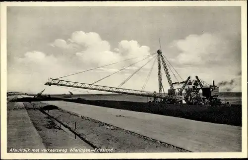 Ak Wieringen Hollands Kroon Nordholland Niederlande, Verkehrsweg, Lastenfließband, Kräne