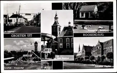 Ak Roosendaal Nordbrabant Niederlande, De Schuiven, Vrouwenhof, Speeltuin, St. Janskerk, Ziekenhuis