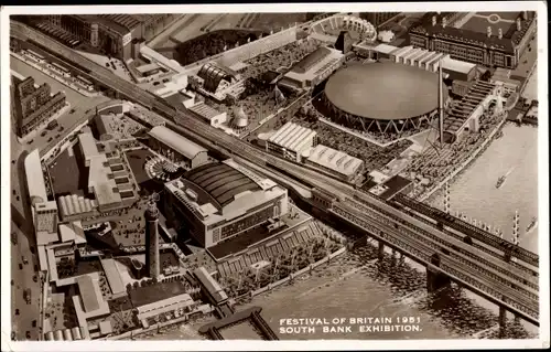 Ak South Bank London City, Festival of Britain 1951, South Bank exhibition, bird's eye view