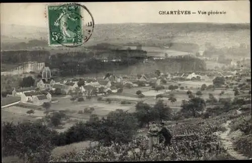 Ak Charteves Aisne, Vue générale