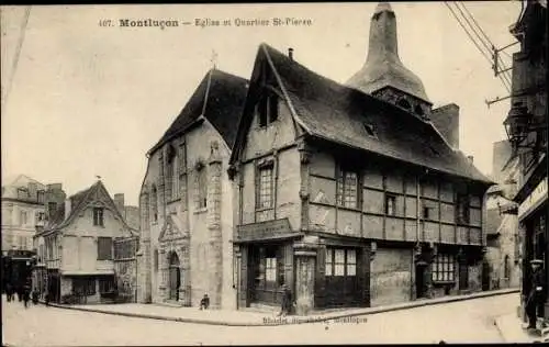 Ak Montluçon Allier, Eglise et Quartier St Pierre