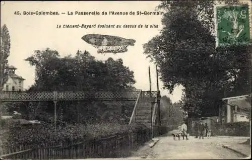 Ak Bois Colombes Hauts de Seine, La Passerelle de l'Avenue de Saint Germain, Le Clement Bayard