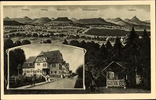 Ak Bad Sebastiansweiler Mössingen, Panoramaansicht von Ortschaft, Berge, Schwefelbad, Besucher