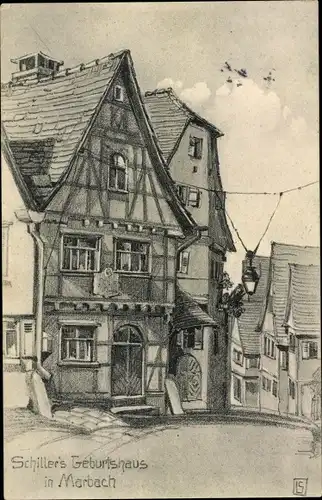 Künstler Ak Marbach in Baden Württemberg, Schillers Geburtshaus