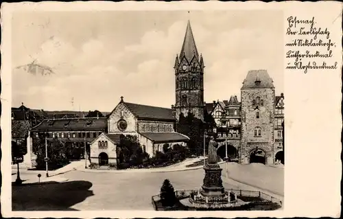 Ak Lutherstadt Eisenach, Blick auf Karlsplatz mit Nikolaikirche, Lutherdenkmal u. Ärztedenkmal