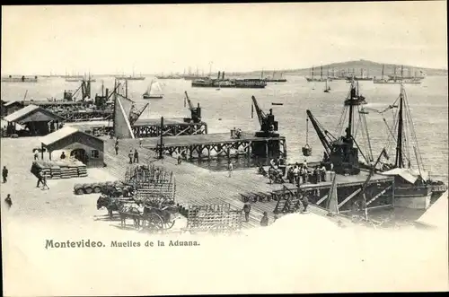 Ak Montevideo Uruguay, Muelles de la Aduana, Zollhafen