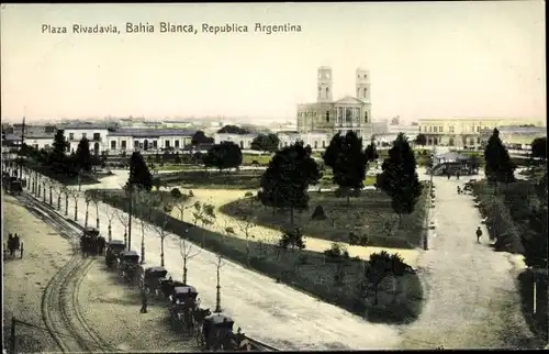 Ak Bahia Blanca Argentinien, Plaza Rivadavia