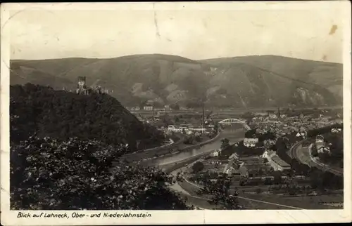 Ak Niederlahnstein Lahnstein im Rhein Lahn Kreis, Teilansicht aus der Vogelschau