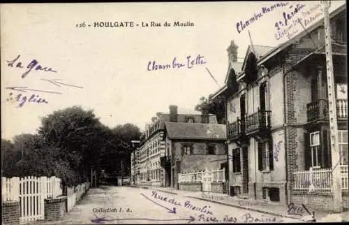 Ak Houlgate Calvados, La Rue du Moulin