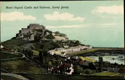 Ak Gorey Saint Martin Jersey Kanalinseln, Mont Orgueil Castle and Harbour