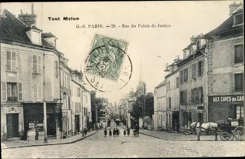 Ak Melun Seine et Marne, Rue du Palais de Justice, Geschäfte
