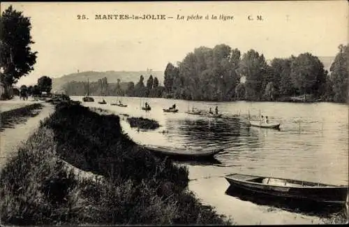 Ak Mantes la Jolie Yvelines, La peche a la ligne