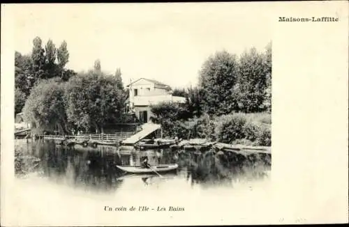 Ak Maisons Laffitte Yvelines, Un coin de l'Ile, Les Bains