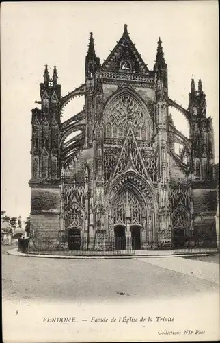 Ak Vendôme Loir et Cher, Facade de l'Eglise de la Trinite