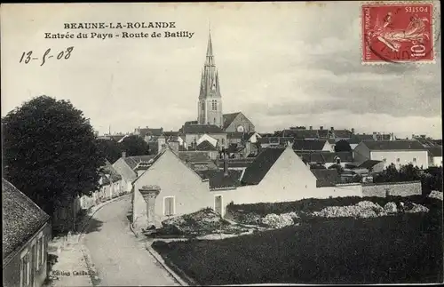 Ak Beaune la Rolande Loiret, Entree du Pays, Route de Batilly