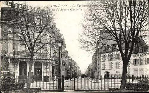 Ak Orléans Loiret, Le Faubourg Baunier vu du Square Gambetta