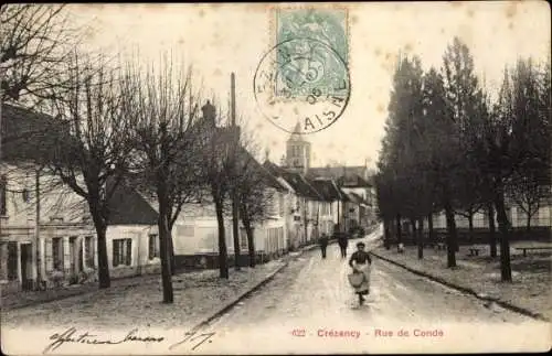 Ak Crezancy Aisne, Rue de Conde
