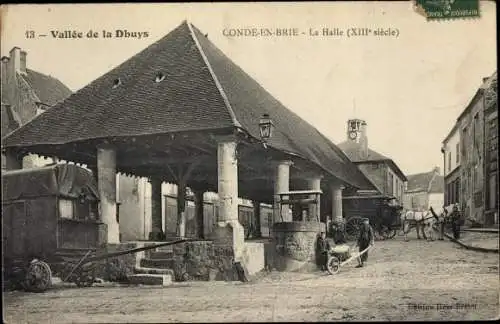 Ak Conde en Brie Aisne, La Halle