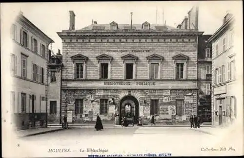 Ak Moulins Allier, La Bibliotheque