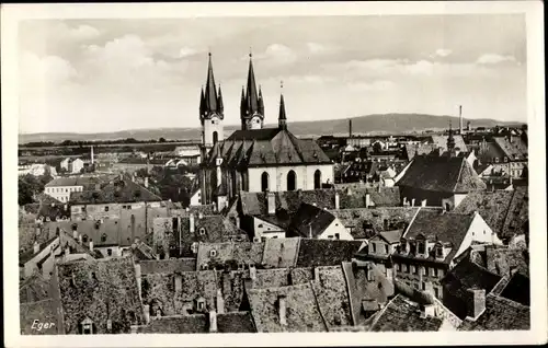 Ak Cheb Eger Region Karlsbad, Teilansicht, Vogelschau