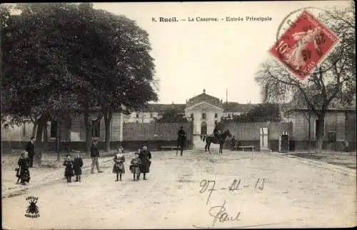 Ak Rueil Malmaison Hauts de Seine, La Caserne, Entree Principale