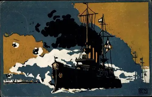 Künstler Ak Schulz, Adolf, Deutsches Kriegsschiff, Deutsches Rotes Kreuz