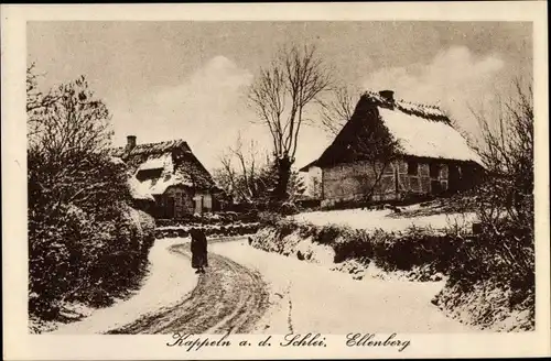 Ak Ellenberg Kappeln an der Schlei, Straßenpartie im Winter