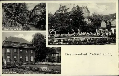 Ak Pretzsch Bad Schmiedeberg an der Elbe, Haus Margarethe, Am Moorbad, Kurpark und Kursaal