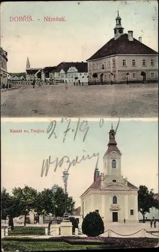 Ak Dobris Mittelböhmen, Namesti, Kostel sv. Trojice