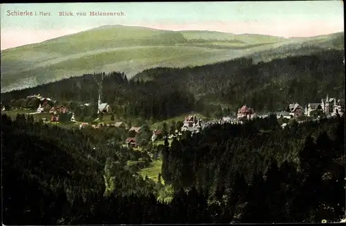 Ak Schierke Wernigerode am Harz, Ort von Helenenruh gesehen