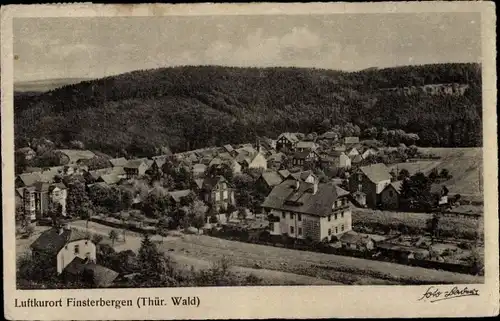 Ak Finsterbergen Friedrichroda Thüringen, Ort von der Kurhausterrasse aus gesehen, Landhaus Hartung