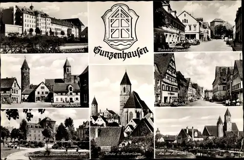 Wappen Ak Gunzenhausen im Fränkischen Seenland, Kirche, Färbertor, Hensoltshöhe