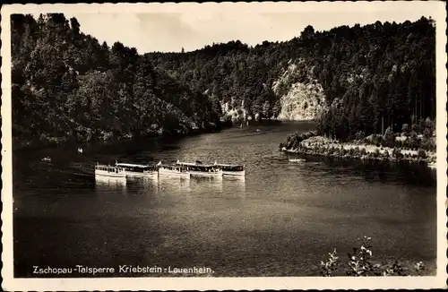 Ak Kriebstein Lauenhain Mittelsachsen, Zschopau Talsperre, Salondampfer