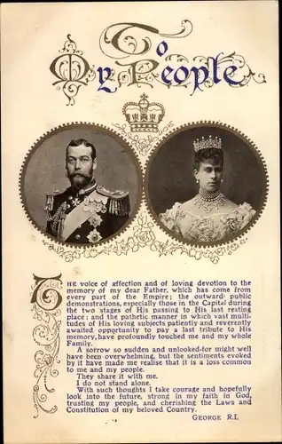 Passepartout Ak King George V, Queen Elizabeth, Portrait