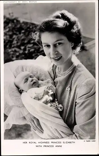 Ak Princess Elizabeth with Princess Anne, Portrait, Tuck